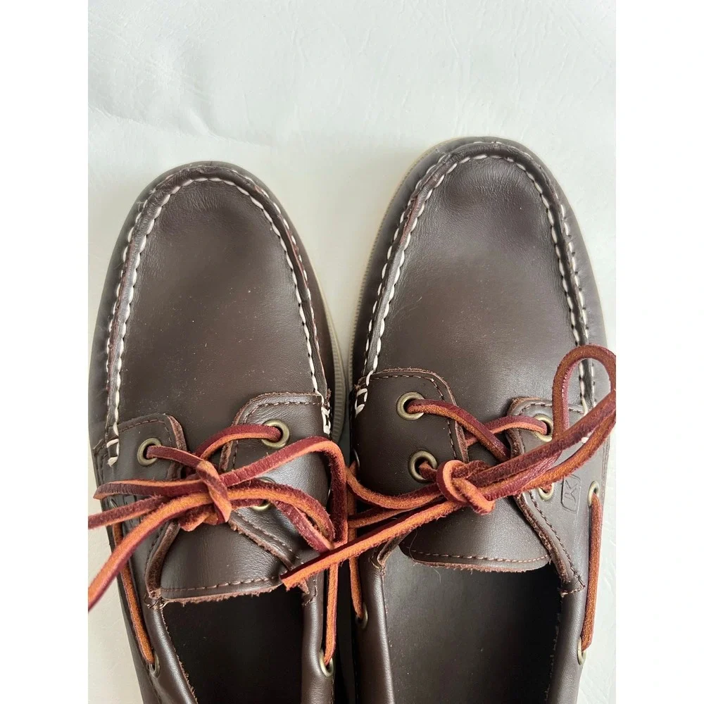 John Kart Two-Eye Boat Shoes Leather Men's 9M Preppy Casual Old Money Neutral